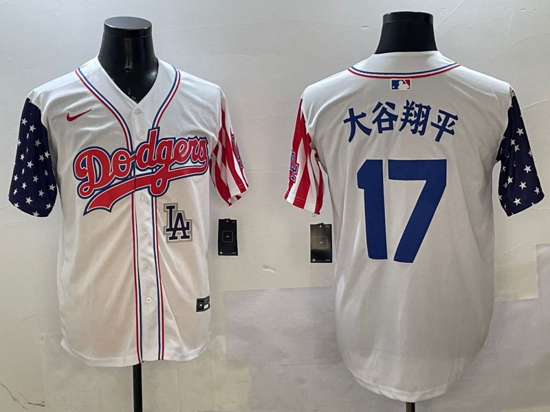 Men Los Angeles Dodgers 17 Ohtani White a generation of national flags Joint name 2025 Nike MLB Jersey style 8